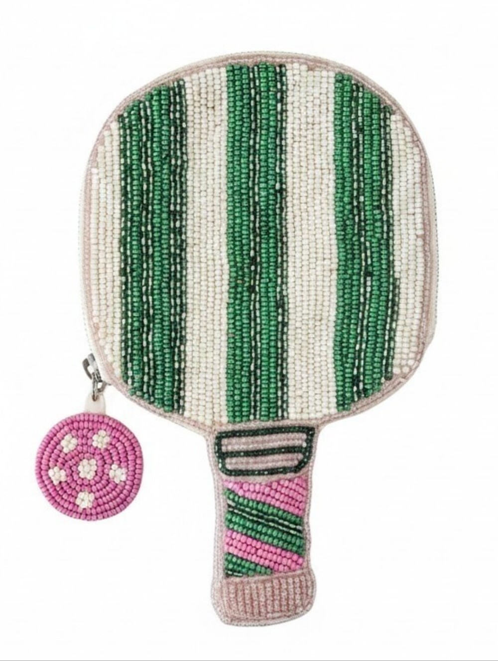 Sol and Mer NWT Viral Beaded Pickleball Paddle Wristlet In Pink & Green - Sporty